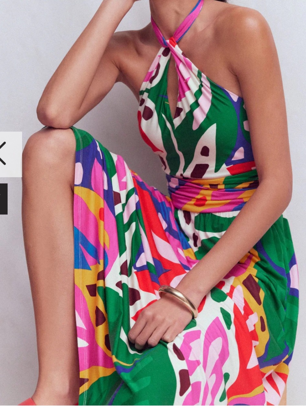 Boden Sydney Green & Multicolor Twist Halter Maxi Dress - Picture 2 of 16